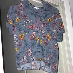 Floral button up cropped